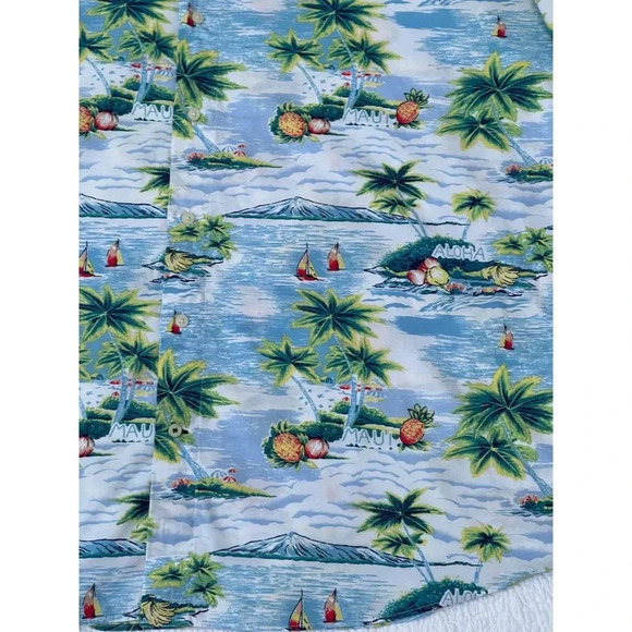 Nautica Mens Hawaiian Summer Tropical Short Sleeve Button Down Stretch Shirt 3XL - Picture 7 of 8